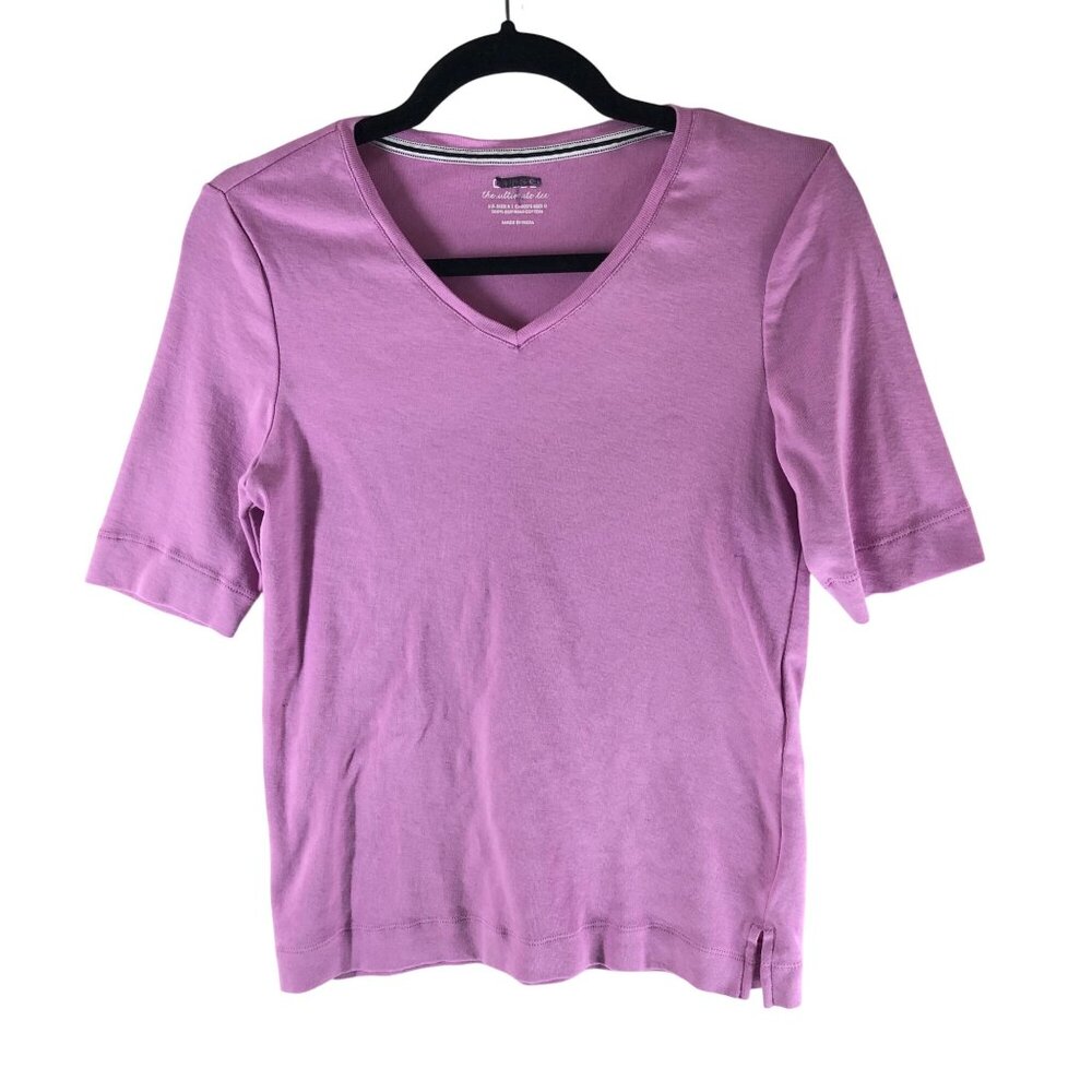 Chicos Ultimate Tee Purple Size 0 US S Supima Cotton V-Neck Short Sleeve Top